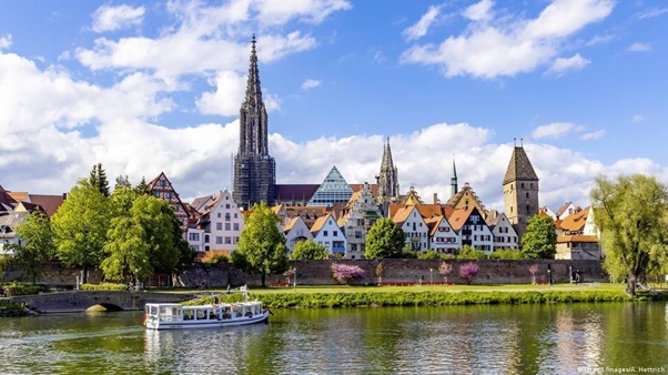 A landscape photo showing the city of Ulm, Germany, where Albert Einstein was born.